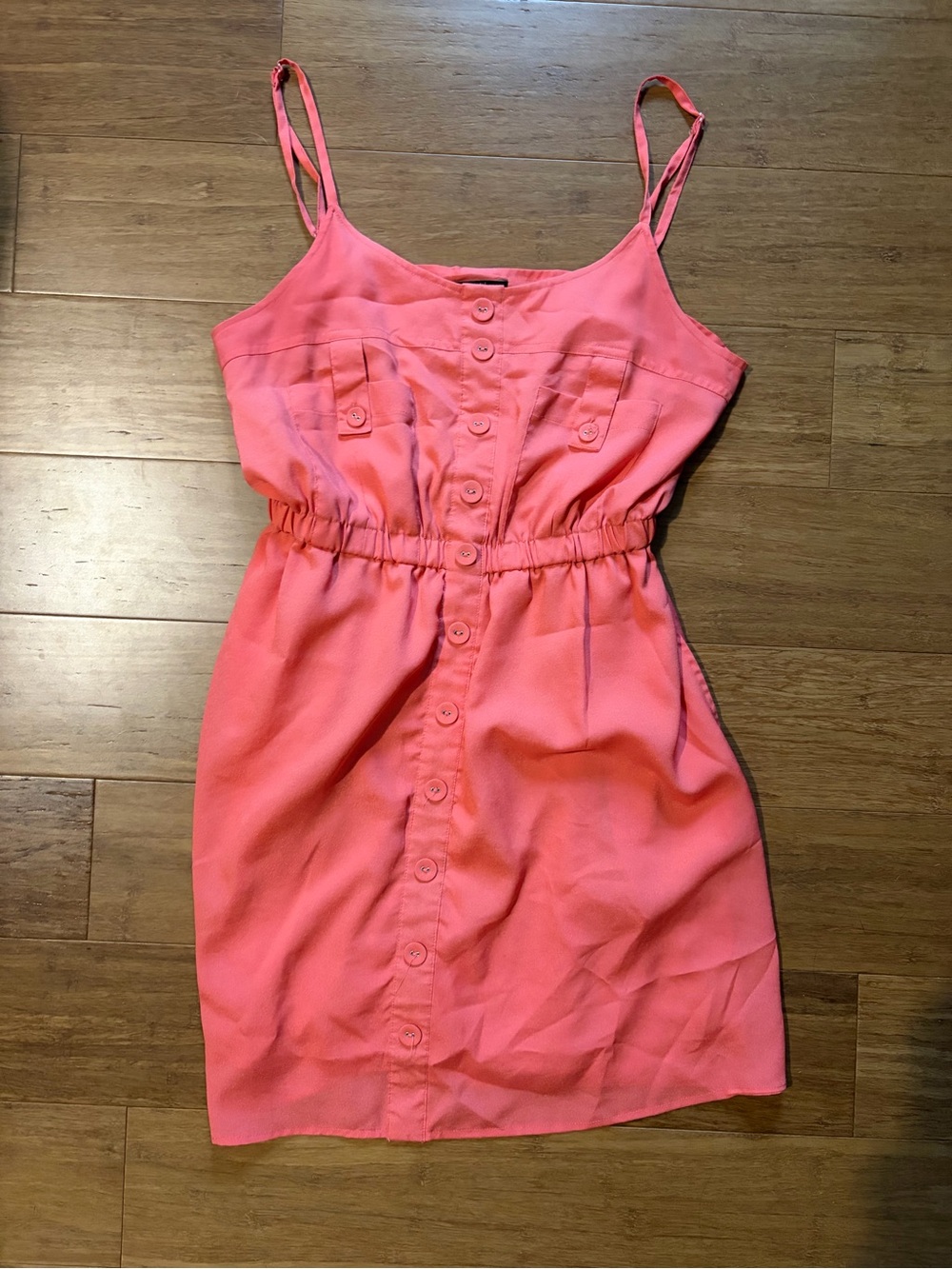 Velvet Heart Coral Pink Button-Front Mini Dress